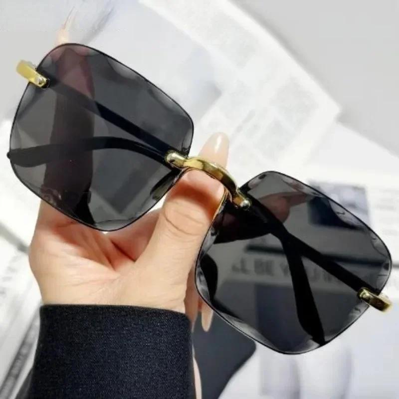 Vintage Frameless Sunglasses New Summer Sun Visors Square Sunglasses for Woman Lenses UV400 Women Sunglasses