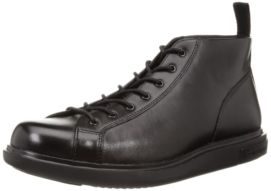 Boots for Both Rain and Genuine Cm [World March] Shine, Waterproof, Leather, 4E, 24.5-28cm, Men's, GE204, Black, 26.5