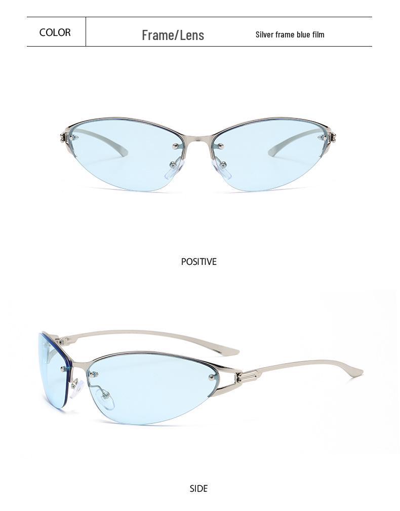 Women's Y2K Cat-Eye Metal Sunglasses - High-End Luxury, European & American Street Style Sun Protection Glasses
