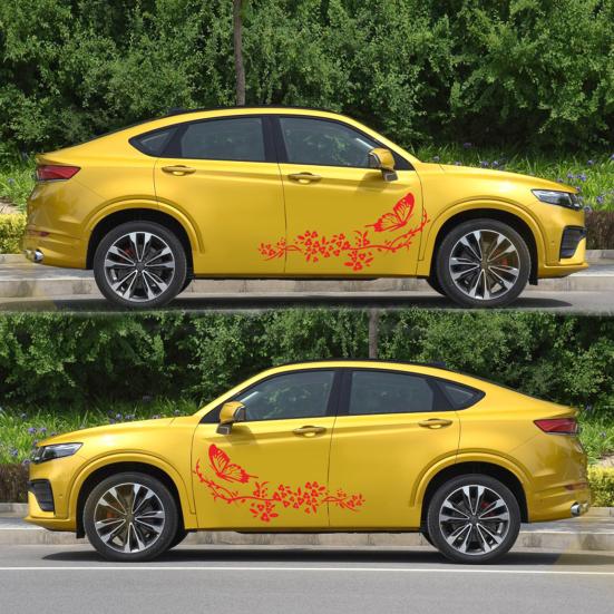 Sticker Funny Pattern Good Visual Effect Waterproof Butterfly Flower Car Body Decal