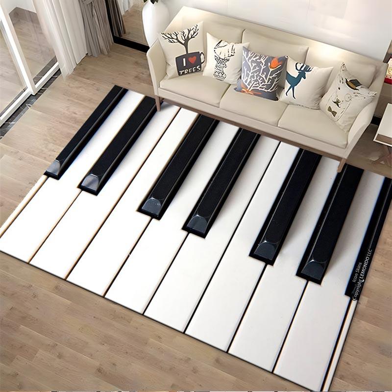 Teppich mit Klaviertastenmuster für Wohnzimmer oder Schlafzimmer Dekor Teppich Geeignet für die Verwendung als Anti-Rutsch-Matte für Wohnzimmer Schlafzimmer Sofas