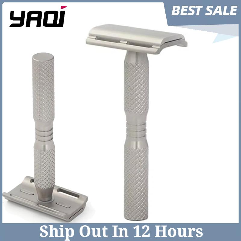 YAQI Ghost Cross Grain Pattern Titanium Light Weight Safety Razor 0.70mm Blade Gap Provide Precise Comfortable Razor For Mens