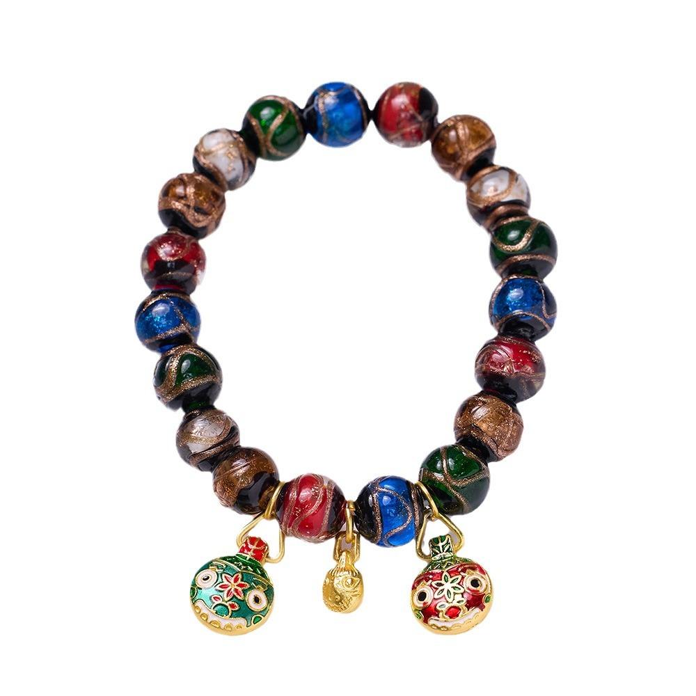Yonglaoqin-style incense ash glass bracelet, multicolored incense ash, perfect for a family of three, palace-style bracelet with a golden-swallowing