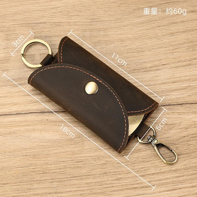 Leather Key Bag, Crazy Horse Leather Keychain, First Layer Cowhide Multi-Color Men'S Waist Hanging Car Multi-Function Keychain