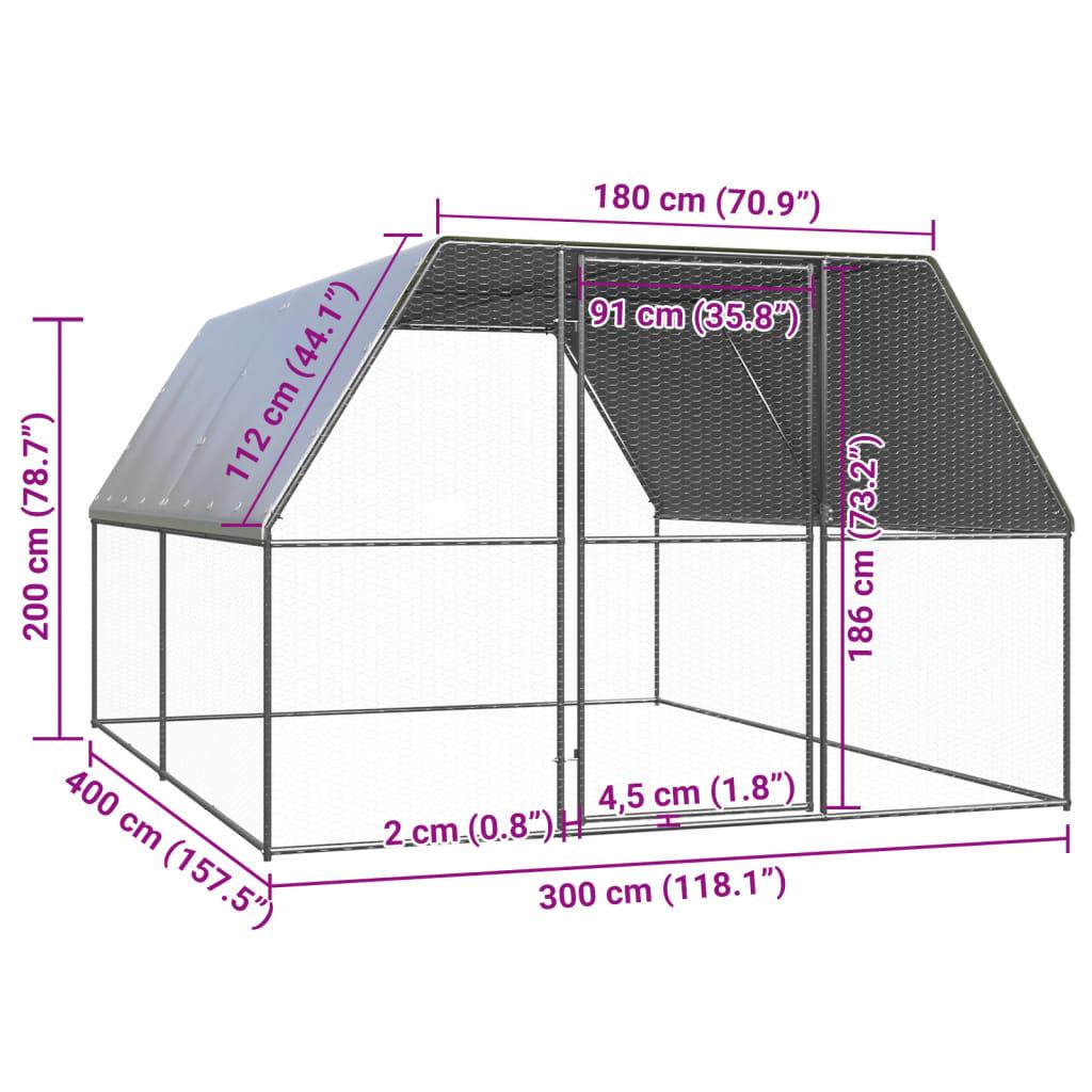 Vidaxl Outdoor Chicken Coop, 3X4X2 M, Galvanized Steel