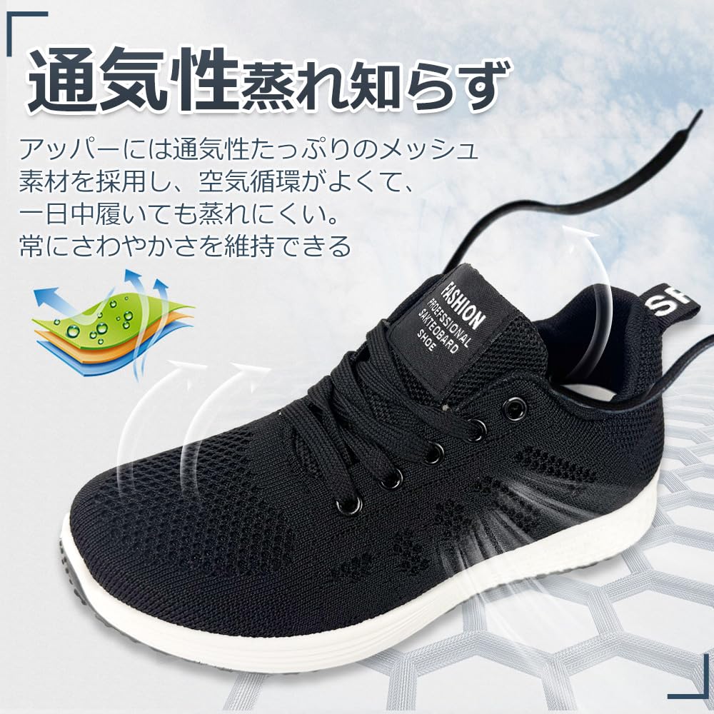 PAFHL Pantofi de Gimnastică și Sport Ușori și Respirabili pentru Naveta la Școală și la Muncă Mărime Pantofi pentru Femei, Mers pe Jos, Alergare, Jogging, (Negru, 24.0cm)