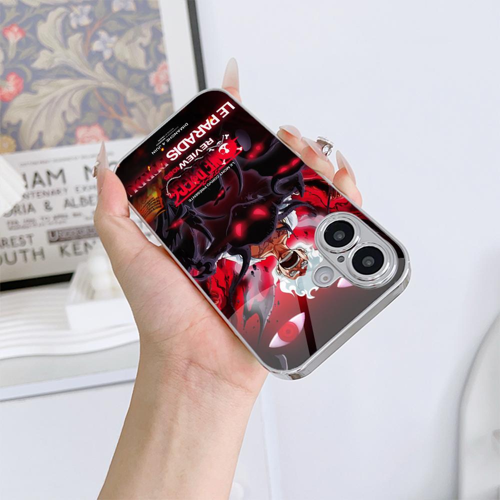 N128 Anime One Piece Gear 5 Phone Case for iPhone 16 15 13 Pro Max Samsung S24 S23 A54 A35 Xiaomi Redmi Note 13 Pro Plated Frame Tempered Glass Cover