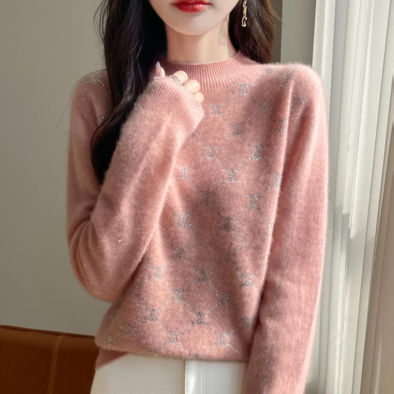 Women's Cashmere Sweater Qinghe Cashmere 30% Cashmere 70% Wool Autumn and Winter Pullover Warm and Fashionable
