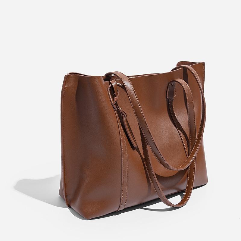 

New Women s Leather Bag Faux Leather Microfiber Leather Multi-Compartment Bag Guangzhou Women s Bag Factory Export Platform Hot Item темно-коричневого кольору