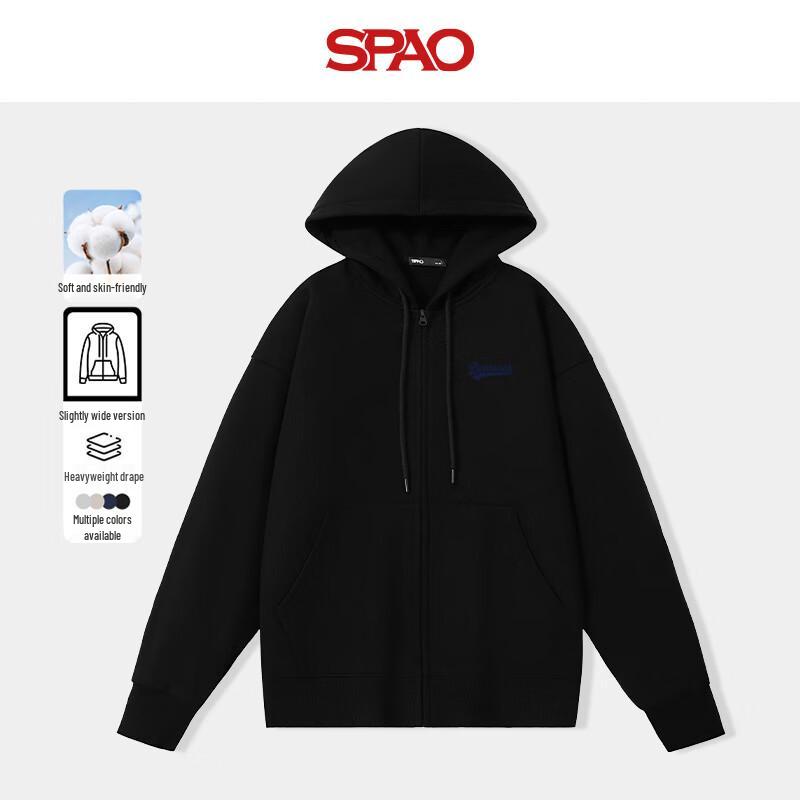 

SPAO Unisex Korean Style Letter Print Full-Zip Hoodie M