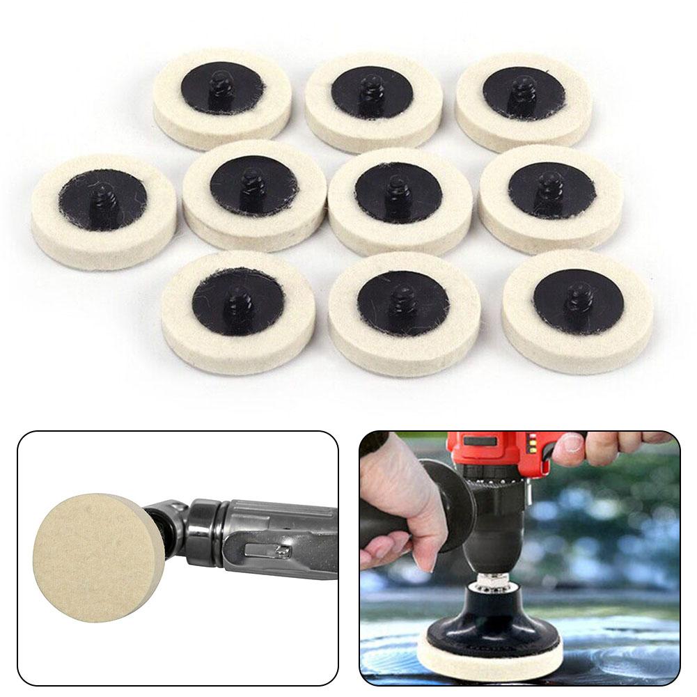 Finisare Utilizare cu sau fără pastă de lustruit Pachet de 10 tampoane de lustruit din lână de 3 inch Burghiu Polizor matrică Disc de șlefuire cu blocare rulou