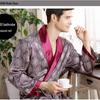 Men's Plus Size Lightweight Long-Sleeve Silk Pajama Robe