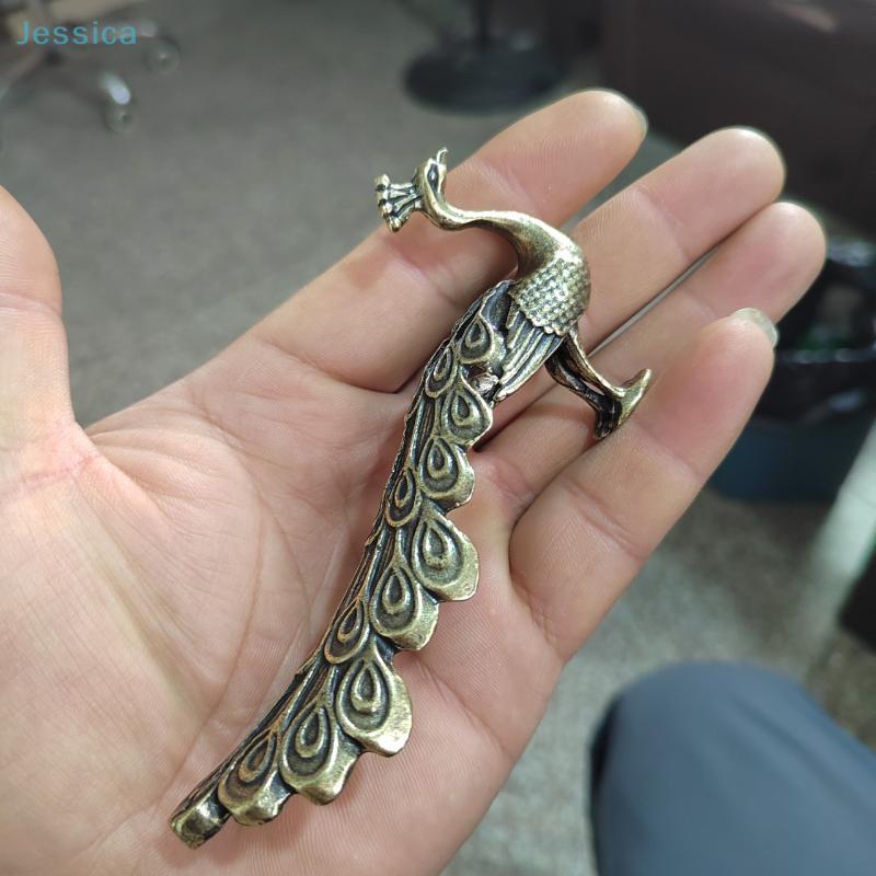 Vintage Exquisite Brass Peacock Figurine Animal Decor For Home Shelf/Desk, Lucky Peacock Ornament & Collectible Gift