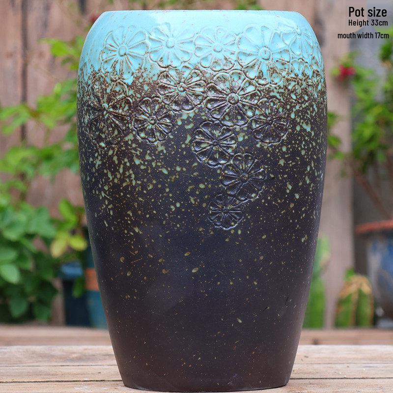 Handmade Large Ceramic Pot for Succulents & Orchids - Breathable, Coarse Pottery Bonsai Planter