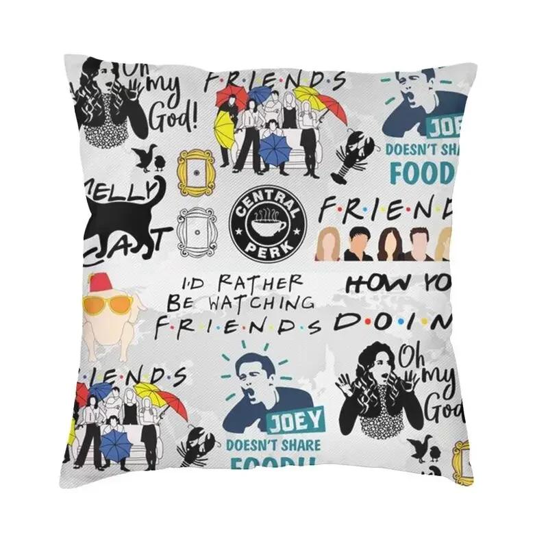 Friends Charaktere Klassisches Poster Kissenbezug TV-Show Samt Niedlicher Kissenbezug für Sofa Doppelseitiger Druck Kissen