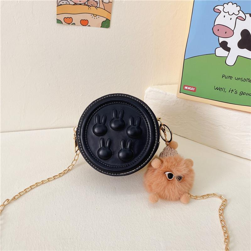 Fashionable Kids Cartoon Rabbit Mini Shoulder Bag Charming Crossbody Purse With Chain Strap чёрный