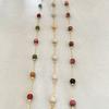 Gold Natural Stone Beaded Bracelet – Dainty Pastel Crystal Chain Jewelry, Boho Minimalist Gift for Women