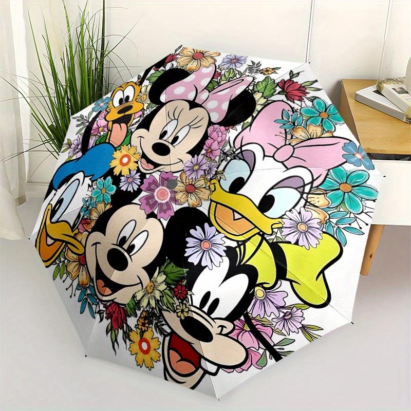 1pc Mickey Mouse Automatic Folding Umbrella: Compact 8-rib Design Cartoon Travel Companion for Outdoor, Casual Accessory