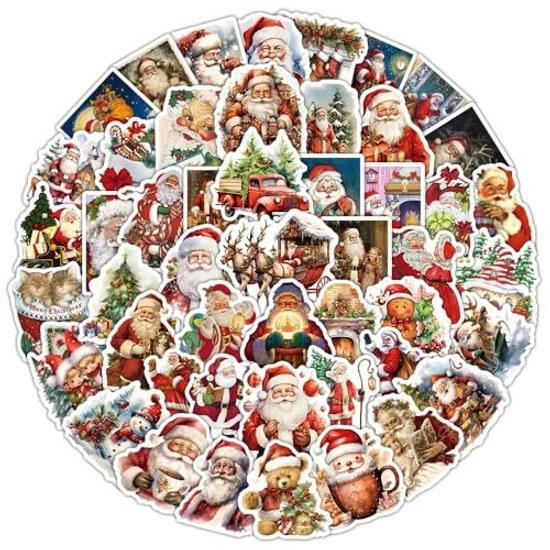 Christmas Seal 53-piece Set Sticker Glitter Decoration Cute Cartoon Cat Tree Snowman Elk Waterproof Santa Claus DIY Car Water Bottle Travel Case Bike