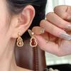 Micro-inlaid Rotating Gourd Mosquito Coil Earrings: Versatile, Fashionable Drip Oil Ear Clips for Women