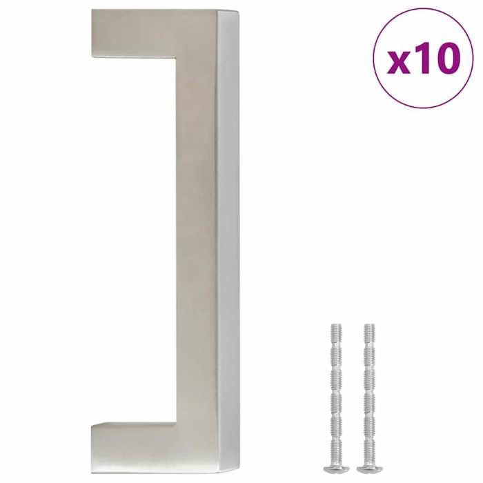 VidaXL Cabinet Handles 10 Pcs, Cupboard Handles, T-Shaped Handles Kitchen Home Interior, Silver 96 Mm Steel 155381