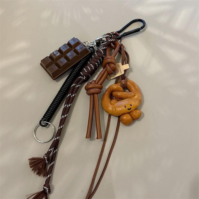 Koreanischer Stil Brottüten-Anhänger Herbst-Winter Schlüsselanhänger-Schmuckstück Geflochtene Seil-Taschenanhänger Lauge-gebundenes Brot Multifunktion