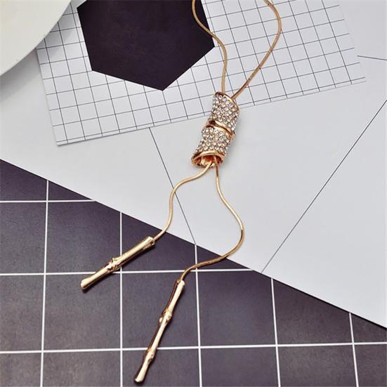 Frauen Bambus Knoten Quaste verstellbare Anhänger Halsketten Pullover Kette Schmuck