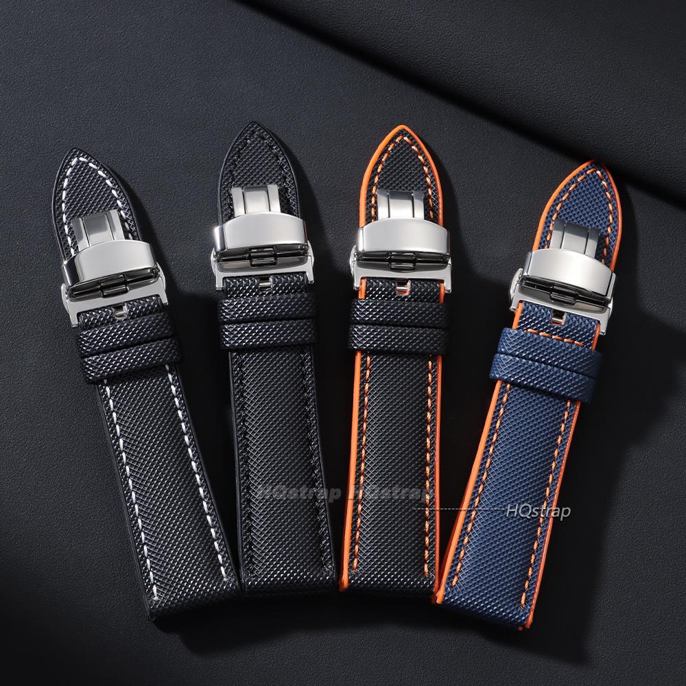 20 22 24mm Carbon Fiber Watch Strap Unisex Silicone Watchband Sport Strap for Smart Watch Waterproof Butterfly Buckle Bracelets