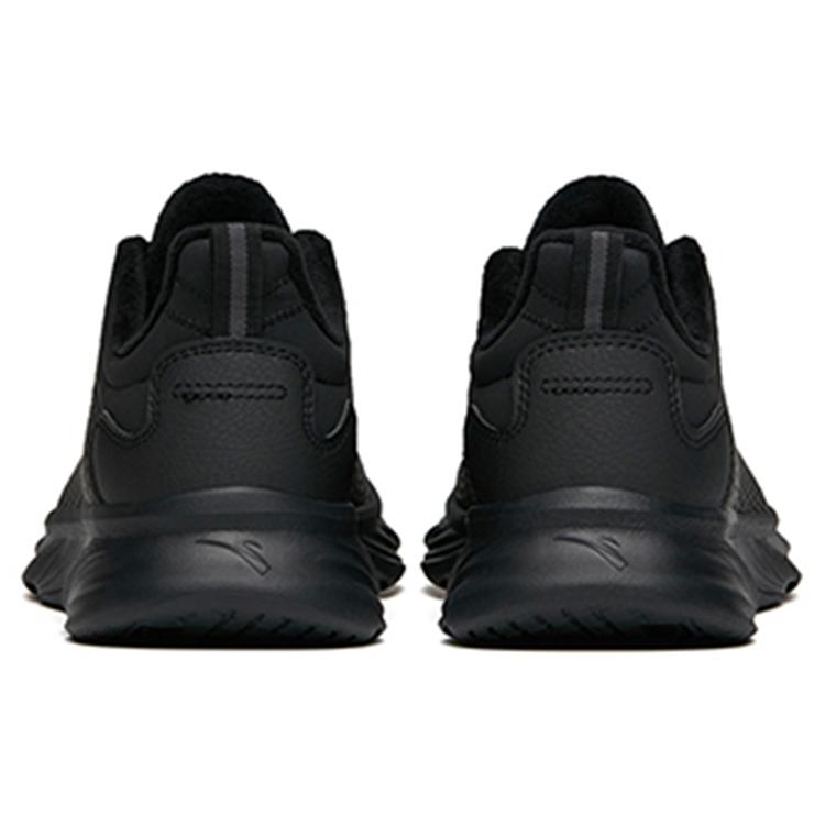 Anta Running Collection Cushioning Low Top Running Shoes Women's Pure Black Leather Upper Fleece Lined 122145571-10