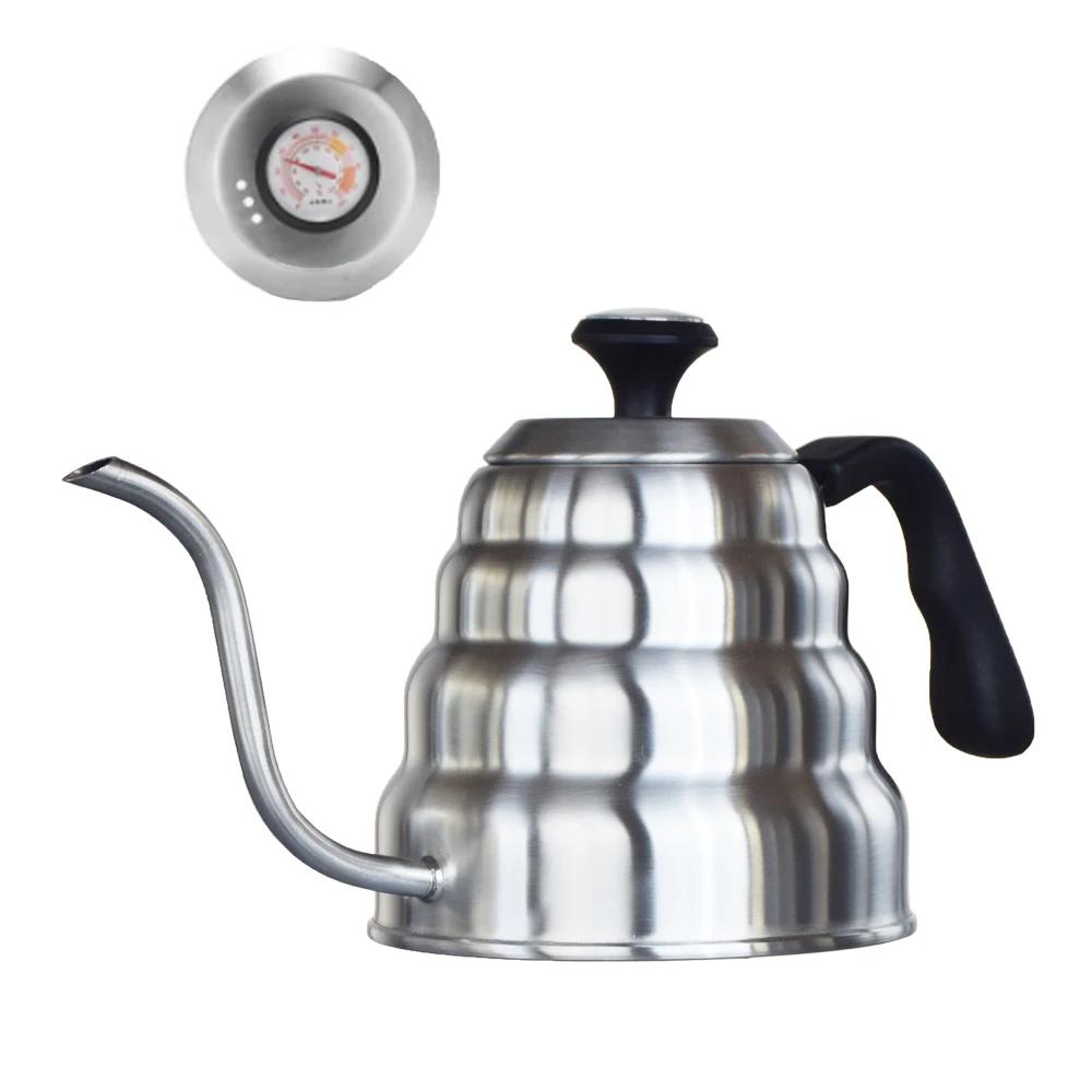 Coffee Kettle1L/1.2L Stainless Steel Pour Over Coffee Pot Kettle Drip Kettle with Thermometer For Home Office Cafetera