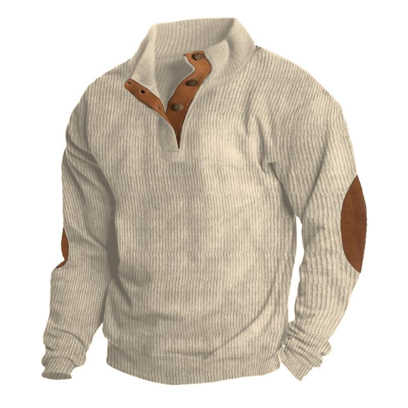 Mens Casual Corduroy Stand Collar Sweatshirt For Winter Outdoor Activities