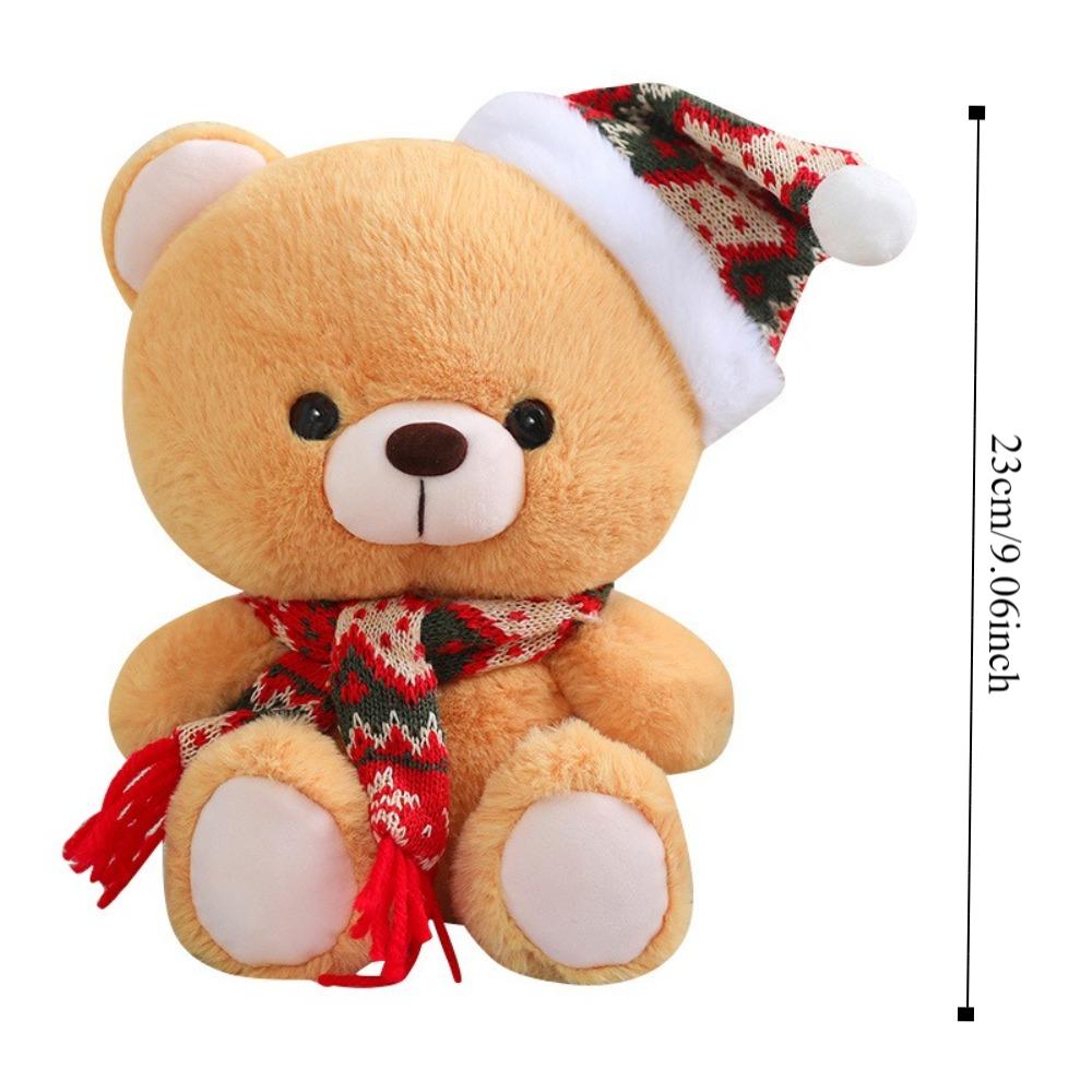 Wear Christmas Hat Christmas Series Plush Toys Bear Plushies Doll  Christmas Party Decor