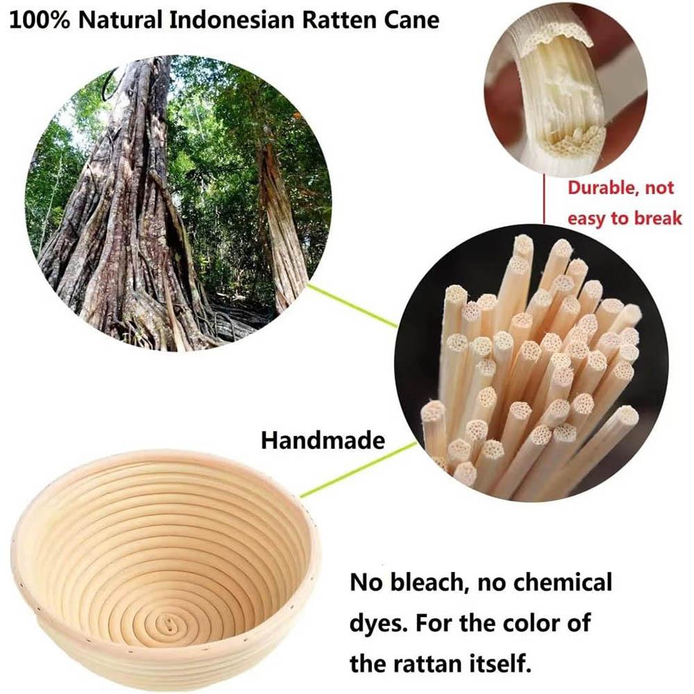 UPORS Rattan Bread Proofing Basket Natural Oval Rattan Wicker Dough Fermentation Sourdough Banneton Bread Basket
