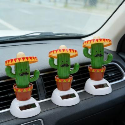 Yousheng Op Zonne-energie Dansende Cactus Auto-ornament, Grappige Automotive Interieurdecoratie, Zwaaiend Geanimeerd Cactusbeeldje voor Voertuigen, Huis