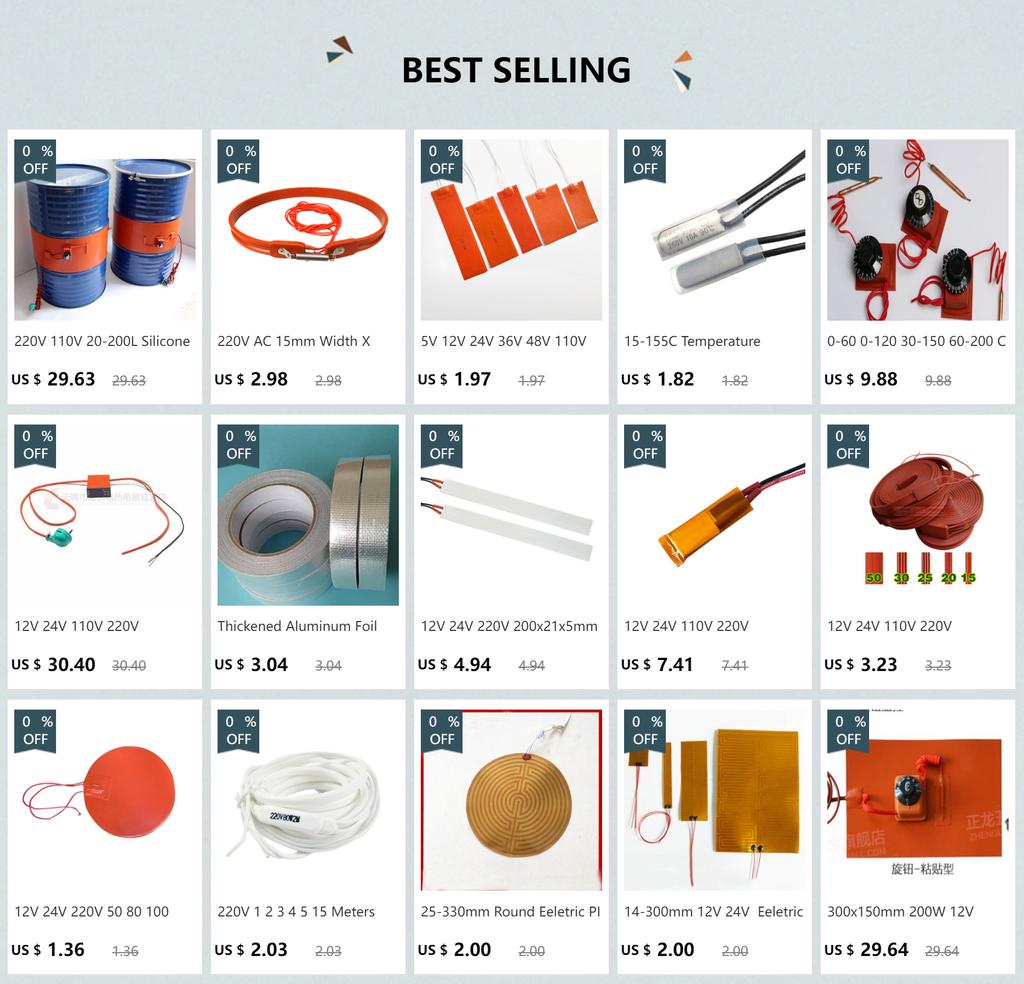 12V 24V 110V 220V 50x28.5x5mm PTC Heater Element Constant Thermostat Electric Heating Sensor Incubator Aluminum Shell