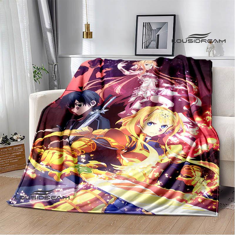 Cartoon Sword Art Online Printed Blankets Picnic Blanket Warm Flannel Blankets Home Bed Linings Blankets for Beds Birthday Gift