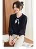 Women's Elegant Autumn Lapel Knitted Sweater, Fake Two-Piece Loose Top