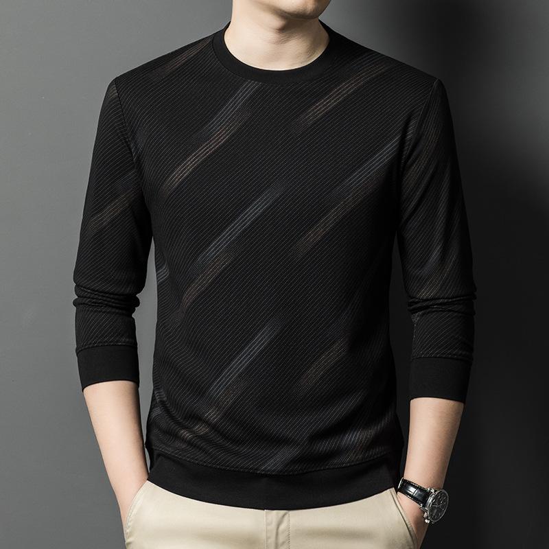 Sweater Men's Spring and Autumn High-end Trend Brand Men's Long Sleeve T-Shirt Crew Neck Pullover Bottom Shirt
