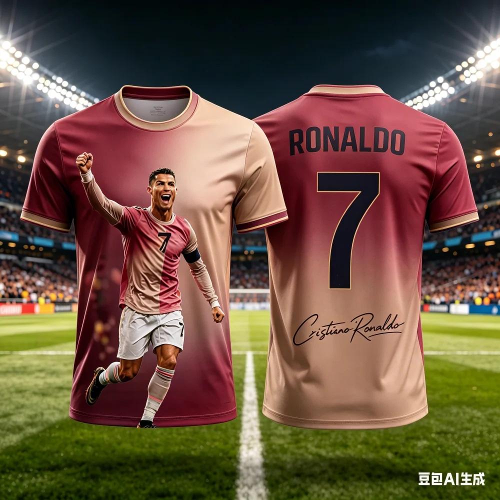 All Season Kids & Adults Ronaldo #7 Fan Football Jersey Polyester Breathable Comfortable Sports World Cup Top