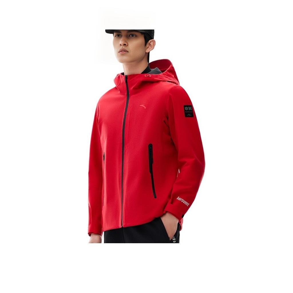 Anta Training Series Solid Color Zipper Hooded Casual Waterproof Wear-Resistant Jacket Men Jacket Classic-Red 152517625-1