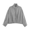 Women's Plaid Shirt Jacket with Long Sleeves and Adjustable Tie Collar for Casual Wear