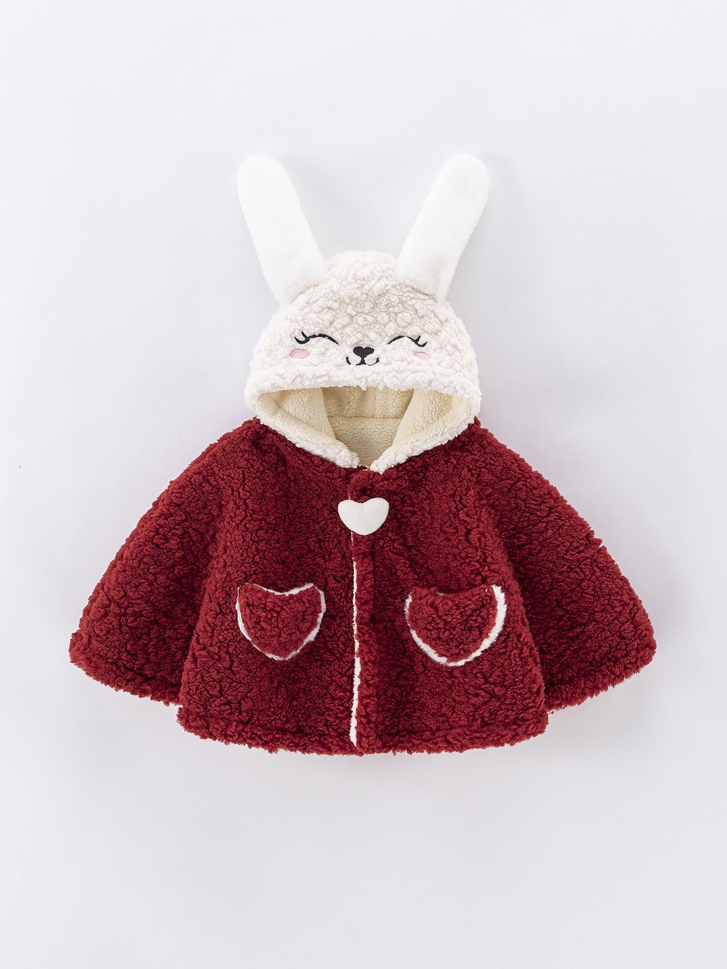 

Red Velvet Baby Girls Windproof Cloak - Warm, Festive, and Super Cute Children s Autumn/Winter Jacket 80 cm