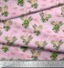 Soimoi Japan Crepe Satin Fabric Tropical Leaves,Floral & Flamingo Bird Print Fabric by the metre 42 Inch