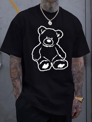 Camiseta de Lujo de Algodón para Hombre con Estampado Gráfico de Osito de Peluche Verano Unisex para Hombre y Mujer Casual Suelta Moderna