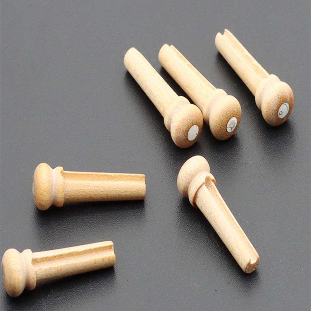 6PCS Wood Bridge Pin Replacement Wood Color Acoustic Guitar Pin Guitar Bridge Pin  For Guitar
