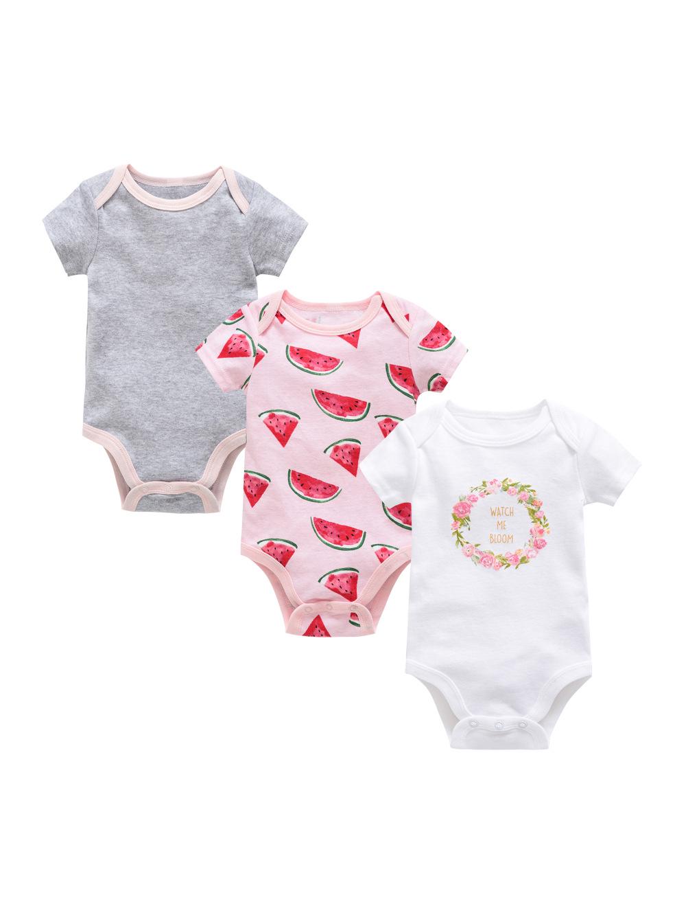 

2025 Korean Style Summer Baby Girl Bodysuit Set - 3-Piece Newborn Rompers 9-12 Months