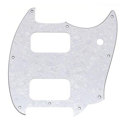 Musiclily Pro 9-Hole Mustang HH Pickguards for Squier Sonic Mustang Electric Guitars, 4-Piece Set, White Pearl