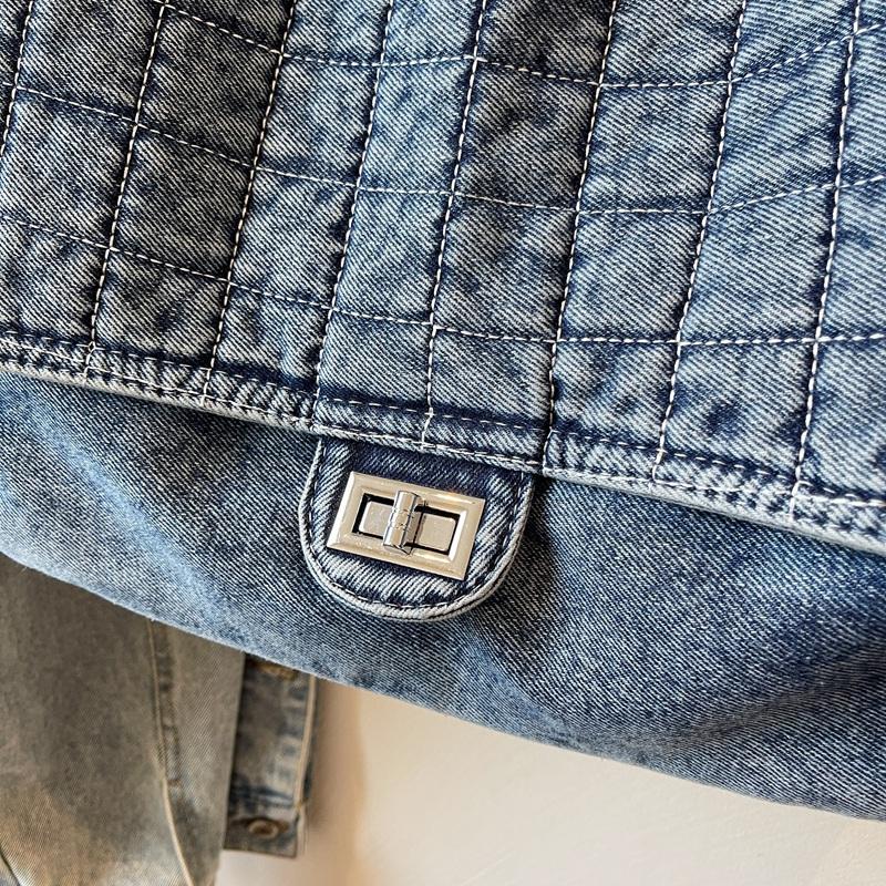 Vintage Denim Shoulder Bag Women's Large Capacity Chain Crossbody Bag