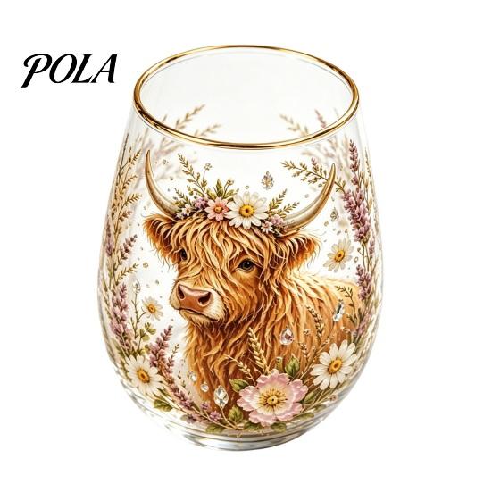 Non-slip Curved Glass Cup, Egg Shape Clear Lead-Free Crystal Enamel Painted Golden Rim Elegant Gilded Vintage Drinking Tumbler, Large Capacity