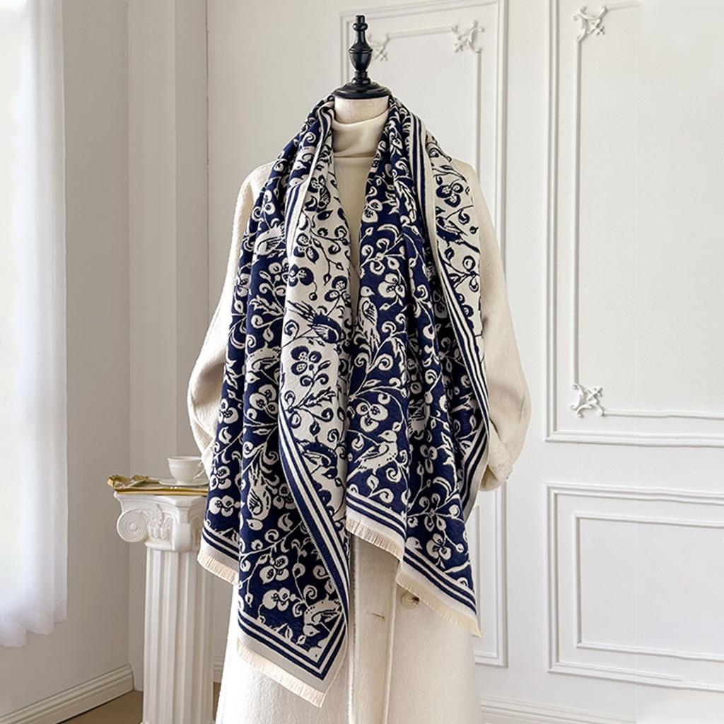 New Brand Elegance Two-Sided Jacquard Scarf Pashmina Cashmere Soft Warm Fringe Pashmina Shawl Winter Coldproof Windproof Blanket